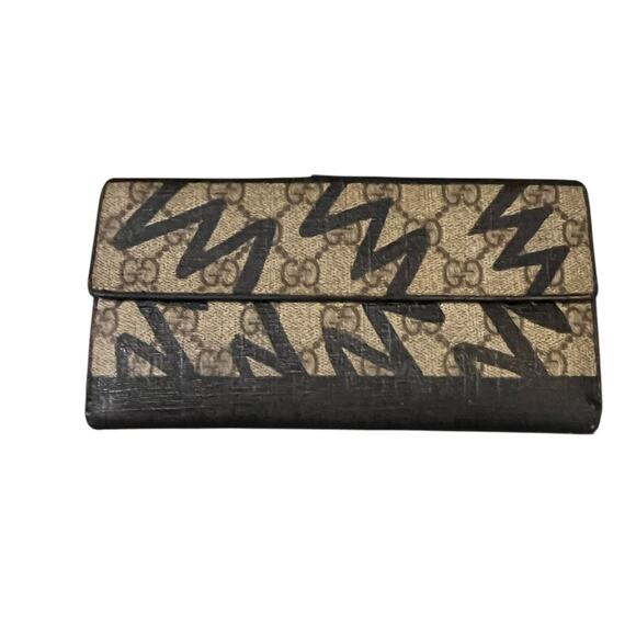 Gucci continental wallet lightning bolt in Navy w/COA vintage Rare - Picture 2 of 16